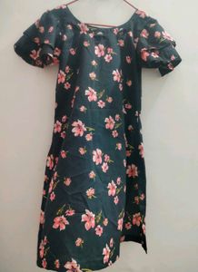 Dark Floral Print Summer Dress