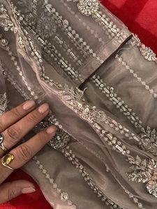 Grey Sequins Shirt With Dupatta