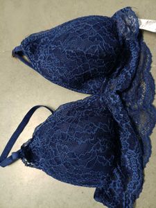 Navy Blue Lace Bra