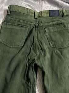 Dark Green Straight Leg Jeans