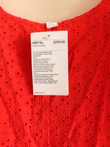 Coral Eyelet Fit &amp; Flare Dress