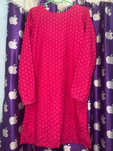 Vibrant Pink Chikankari Kurta Set