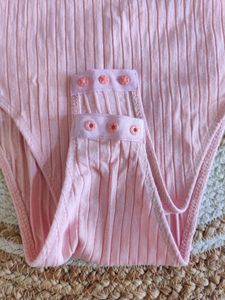 SHEIN Pink Solid Rib-Knit Cami Bodysuit