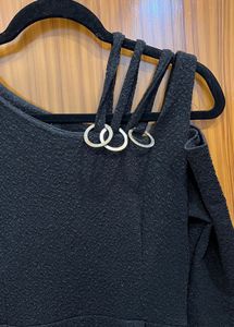 sparkly Chic Black Cold Shoulder Dress