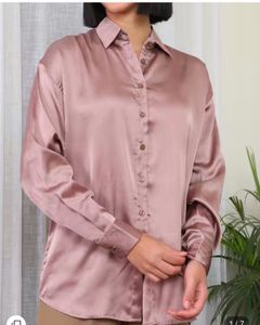 Shein Elegant Satin Button-Up Shirt