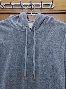 Velvet Texture Grey Hoodie From H&amp;M