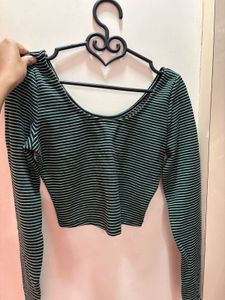 Striped Long Sleeve Crop Top