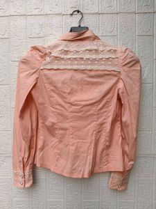 Korean Pintrest Pastel Pink Lace Trimmed Collared