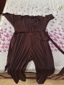 Brown Wrap Jumpsuit