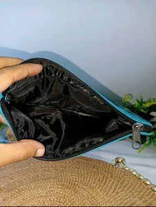 Embroidered Blue Hand Purse
