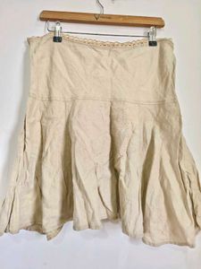 Boho Beige Linen Blend Skirt