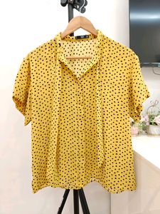 Mango Tie Up Collar Top
