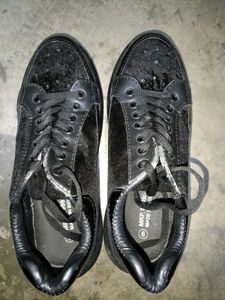 Black Velvet Sneakers for Womens