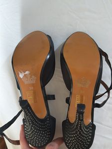Black Studded Heel Sandals