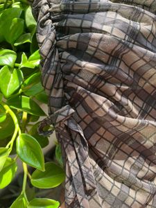 Y2K Plaid Print Ruched Midi Skirt