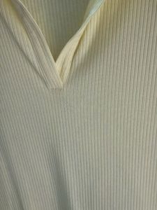 Light Yellow Ribbed Polo Neck Top