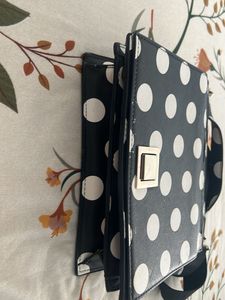Black &amp; White Polka Dot Clutch