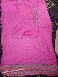 Vibrant Pink Embellished Saree