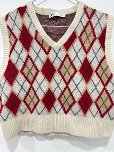 Zara Argyle Sweater Vest