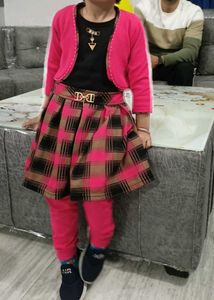 Girls Pink Party And Casual Wear Dress