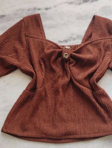 pretty brown square neck top
