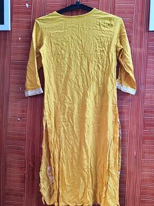 Yellow Embroidered Kurti