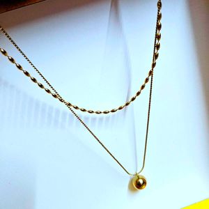 Double Layered Ball Anti Tarnish Gold Necklace