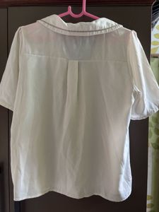 Chic White Short Sleeve Blouse