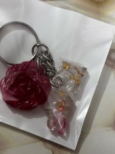 Rose &amp; Shoe Resin Keychain with 1 Earrings 3 combo