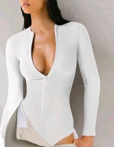 new me Long Sleeve Zipper Bodysuit
