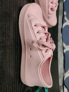 Cute Pink Lace-Up Sneakers