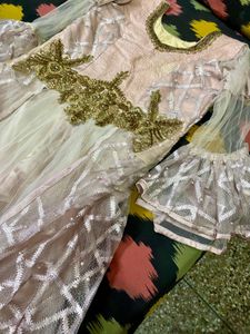 Elegant Embroidered Gown with balloon sleeves
