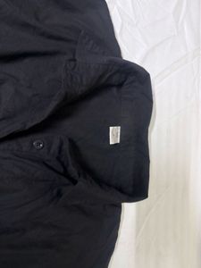 Chic Black Collared Button-Up Top