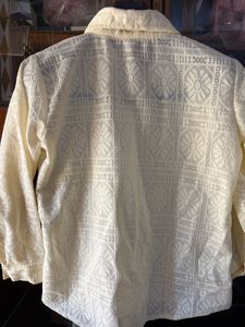 Cream Lace Button-Up Shirt