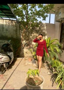 Two Blue And Maroon Red Bodycon Dress Combo