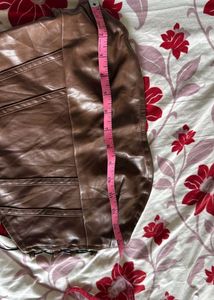 y2k Brown Faux Leather Corset Top