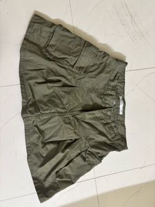 Olive Green Cargo Mini Skirt