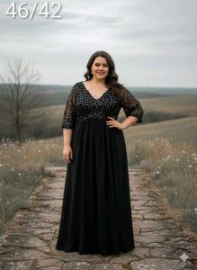 Elegant Black Evening Plus Size Gown