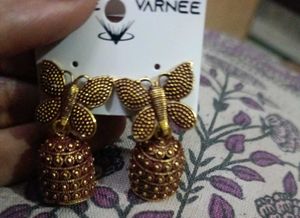 Gold Butterfly Jhumka Earrings