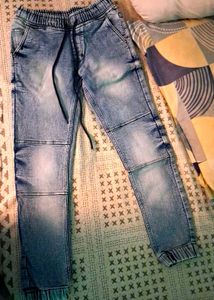 Light Wash Denim Jogger Pants