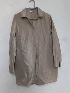 Linen Classic Beige Long Sleeve Tunic Shirt