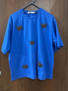 Vibrant Blue Sequin Dior T-Shirt