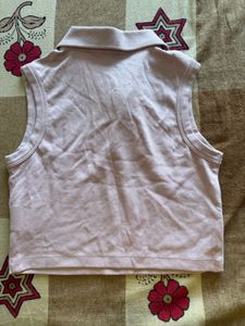 Sleeveless Polo Crop Top
