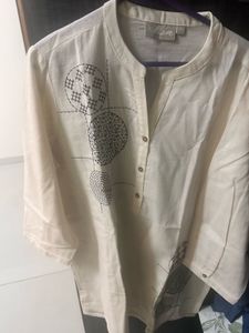 Cream Embroidered Kurti