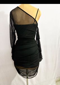 Chic Black Mesh Sleeve Bodycon Dress