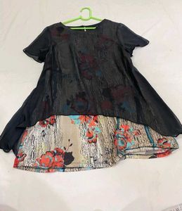Chic Layered Floral Print Top