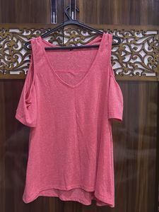 Pink Cold Shoulder Tunic Top