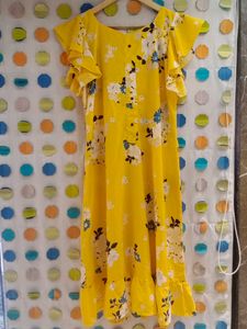 Yellow Floral Ruffle Dress