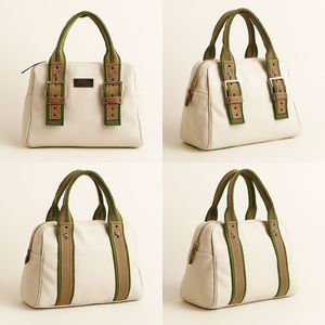White & Green Satchel Bag