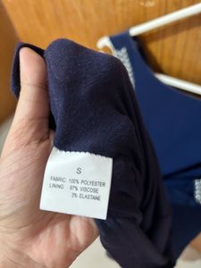 Navy Blue Embellished Mini Dress